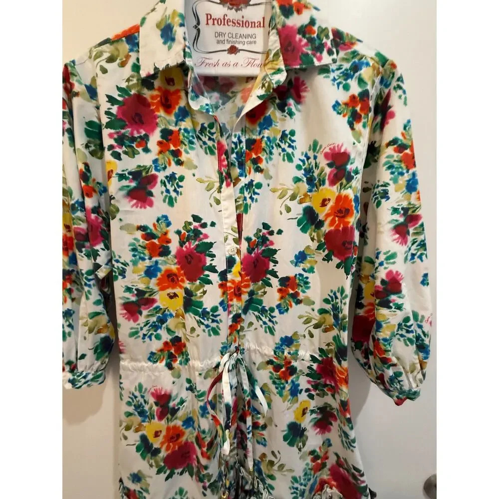 Cara Cara Multicolor Floral Long Sleeve Midi Dress XS Like New